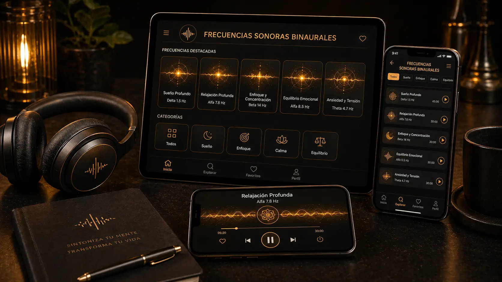 Mockup de las Frecuencias Sonoras Binaurales
